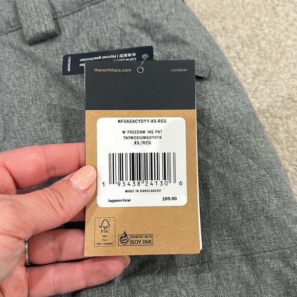 THE NORTH FACE Heathered Gray Freedom Insulated Winter Snow Pants Bottoms XS - Picture 10 of 16